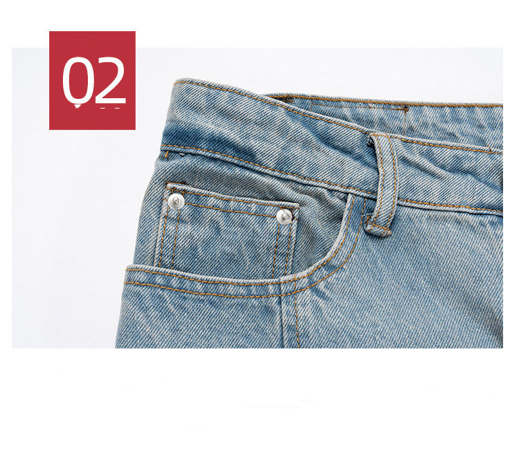 Trousers Trousers Unisex High Street Cat Whisker Blue Jeans
