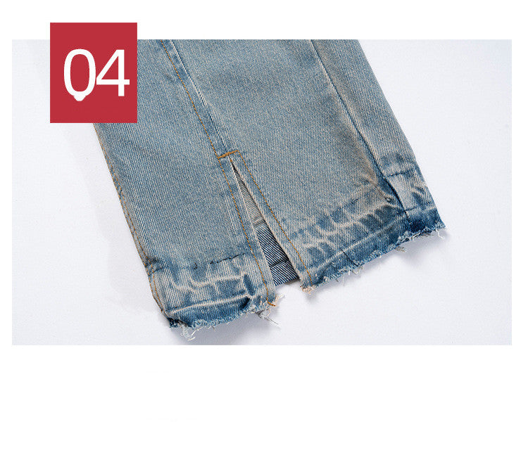 Trousers Trousers Unisex High Street Cat Whisker Blue Jeans
