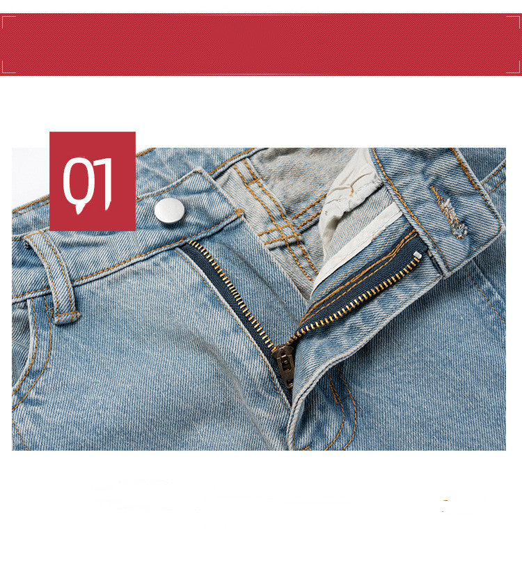 Trousers Trousers Unisex High Street Cat Whisker Blue Jeans