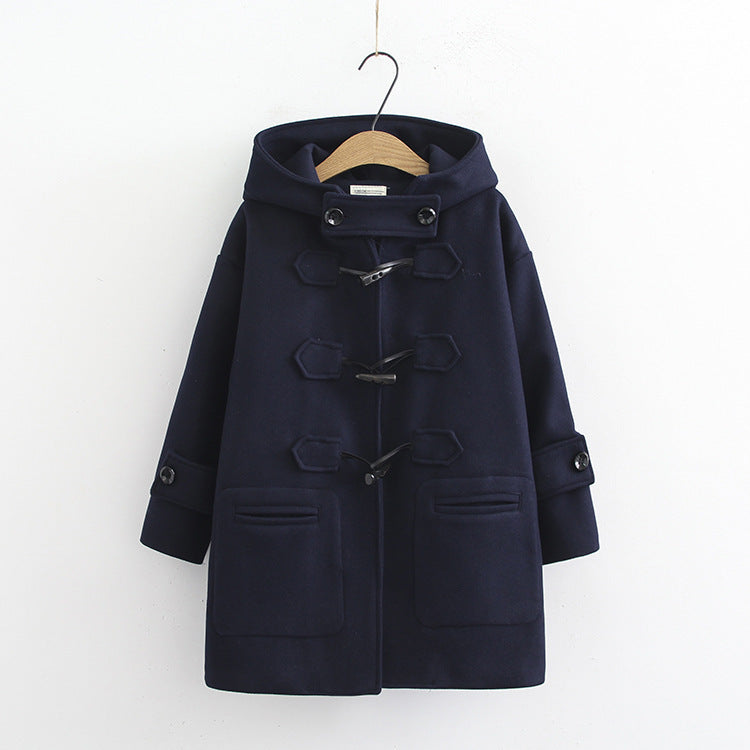 Coat Hooded Student Woolen Coat Female